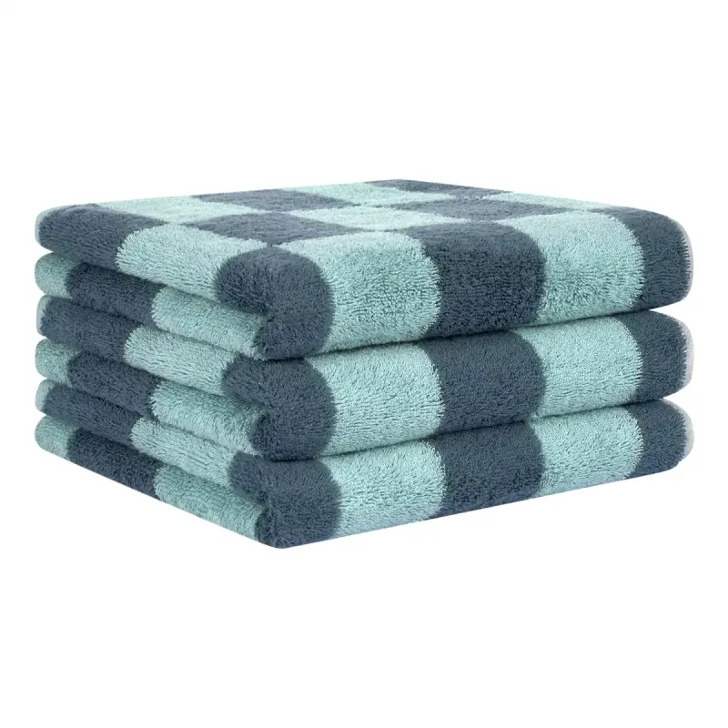 Cawö Weekend cotton towel, checked – green/petrol blue 6297-40