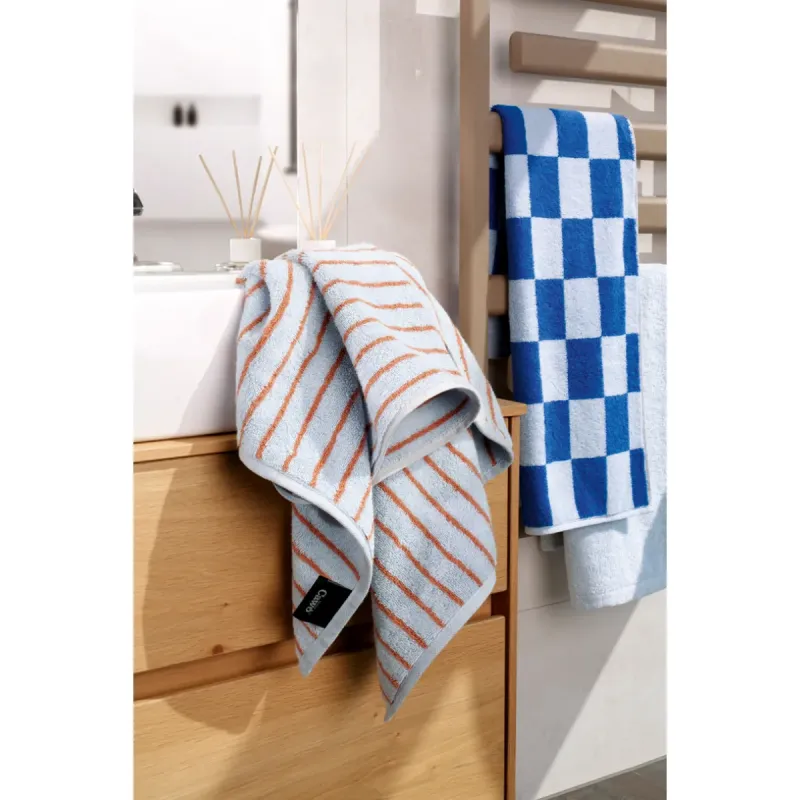 Cawö Weekend cotton towel, checked – light blue/cobalt blue 6297-10