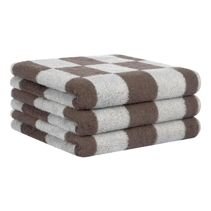 Cawö Weekend cotton towel, checked – platinum/pepper grey 6297-70