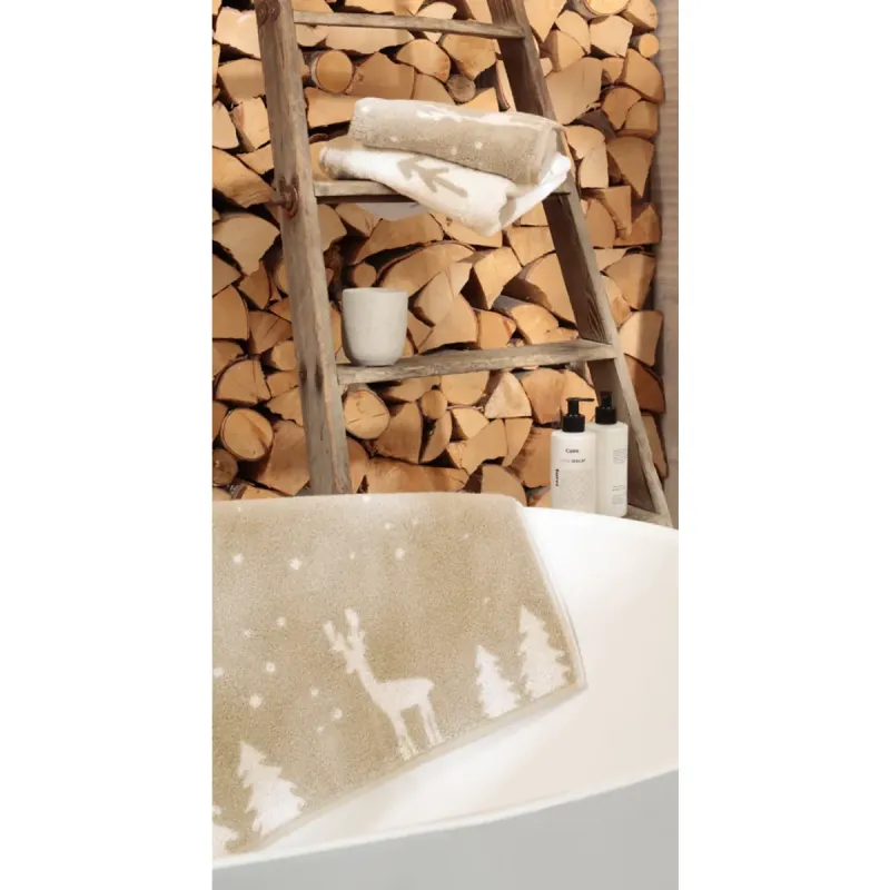 Cawö Winter cotton towel, reindeer in snow – beige/natural beige 6271-33