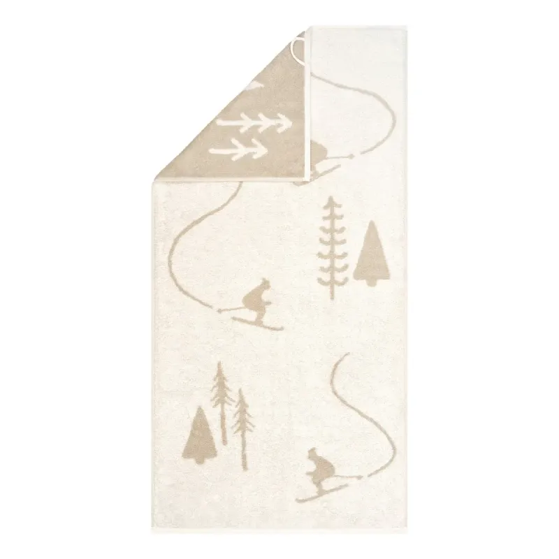 Cawö Winter cotton towel, skier design – natural beige/beige 6272-30