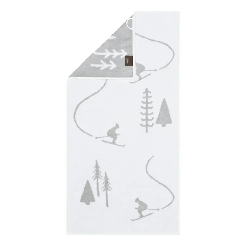 Cawö Winter cotton towel, skier design – white/platinum 6272-67