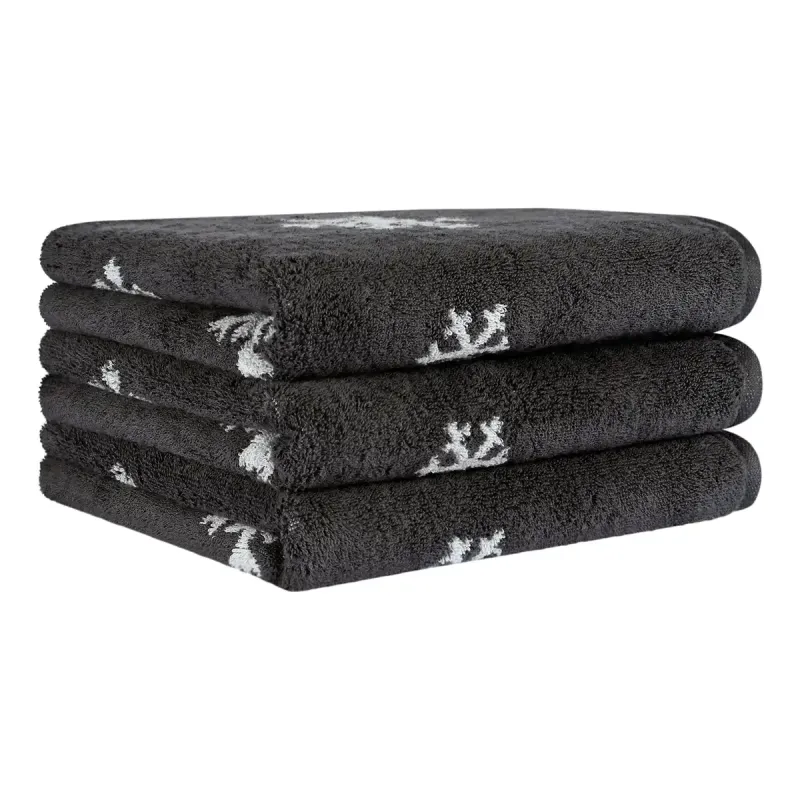 Cawö Winter cotton towel, snowflakes – basalt grey/platinum 6270-77