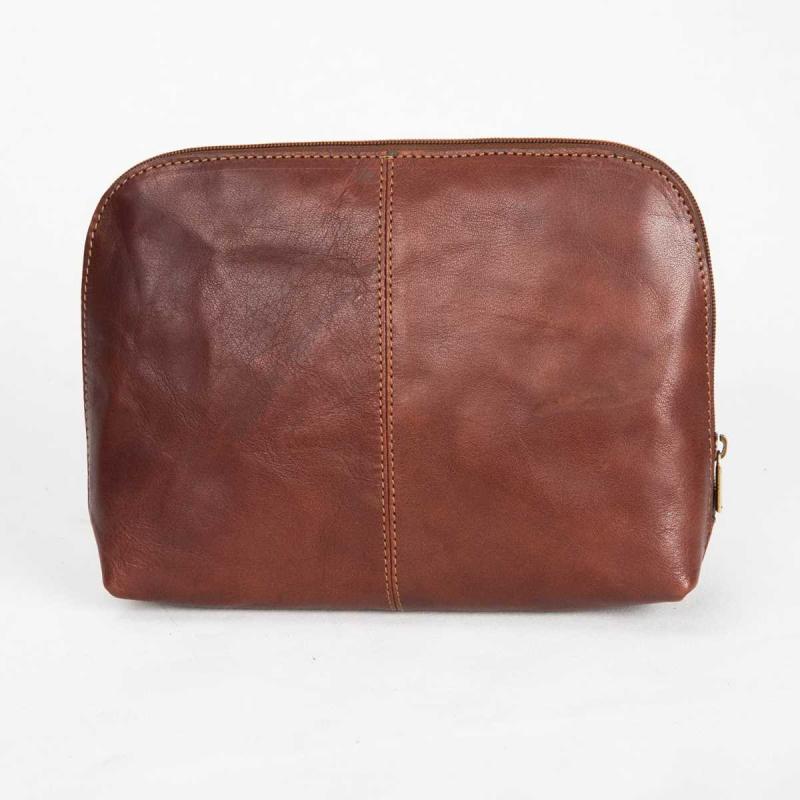 Leather Toiletery Pouch Brandy