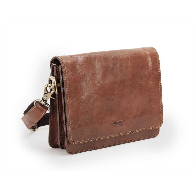 Leather Flapbag Handbag small Brandy