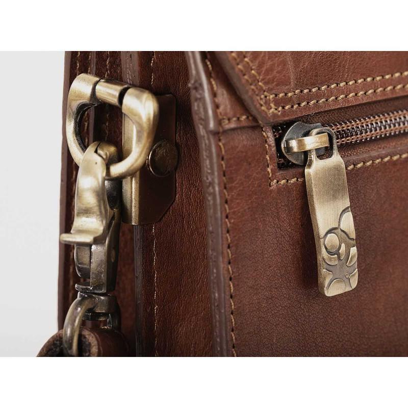 Leather Flapbag Handbag small Brandy