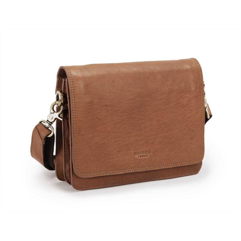 Leather Flapbag Handbag small Tan
