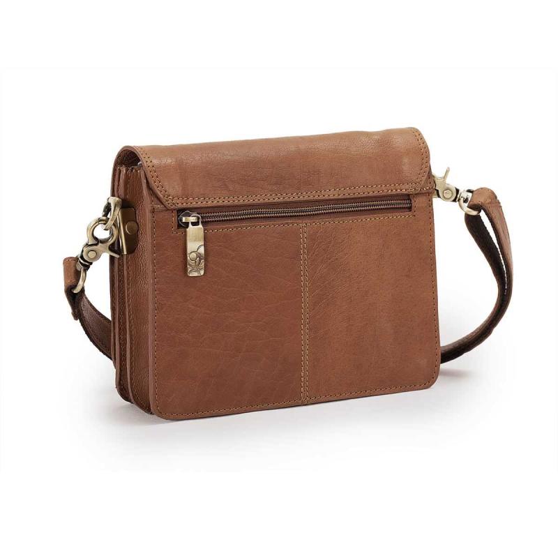 Leather Flapbag Handbag small Tan