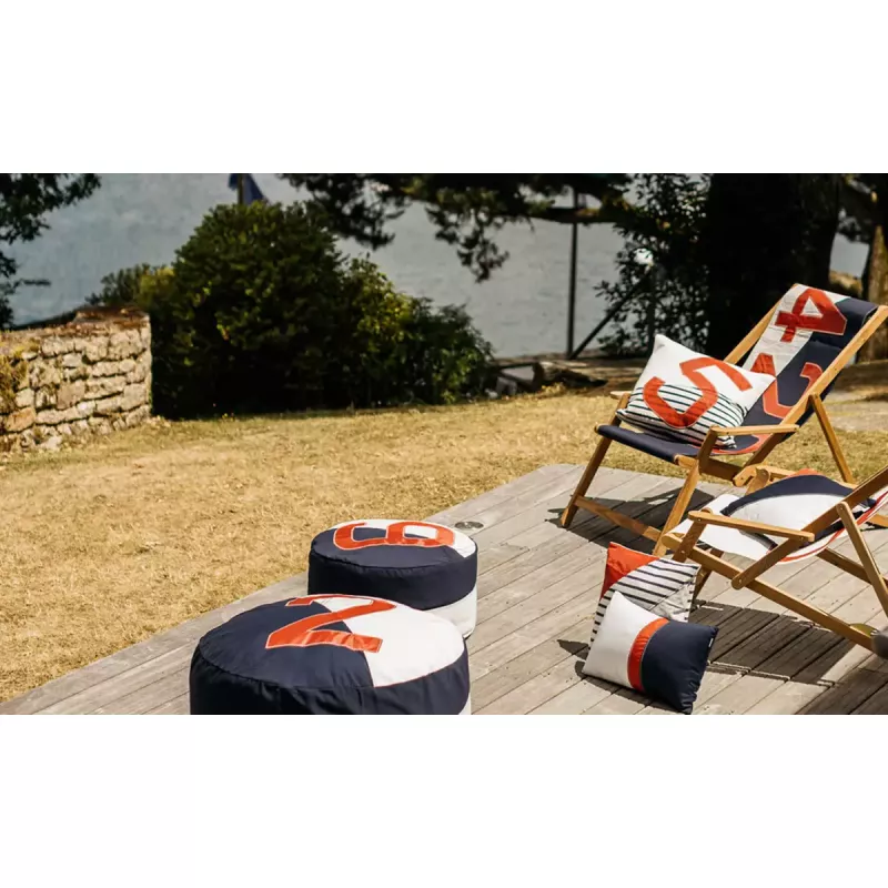 Duo Sittpuff ⌀72 cm - marinblå & röd av segelduk