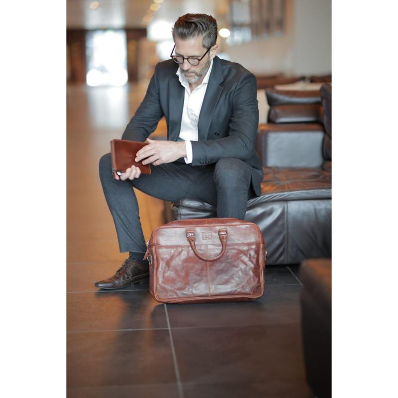 Leather Briefcase Soft 15 Brandy