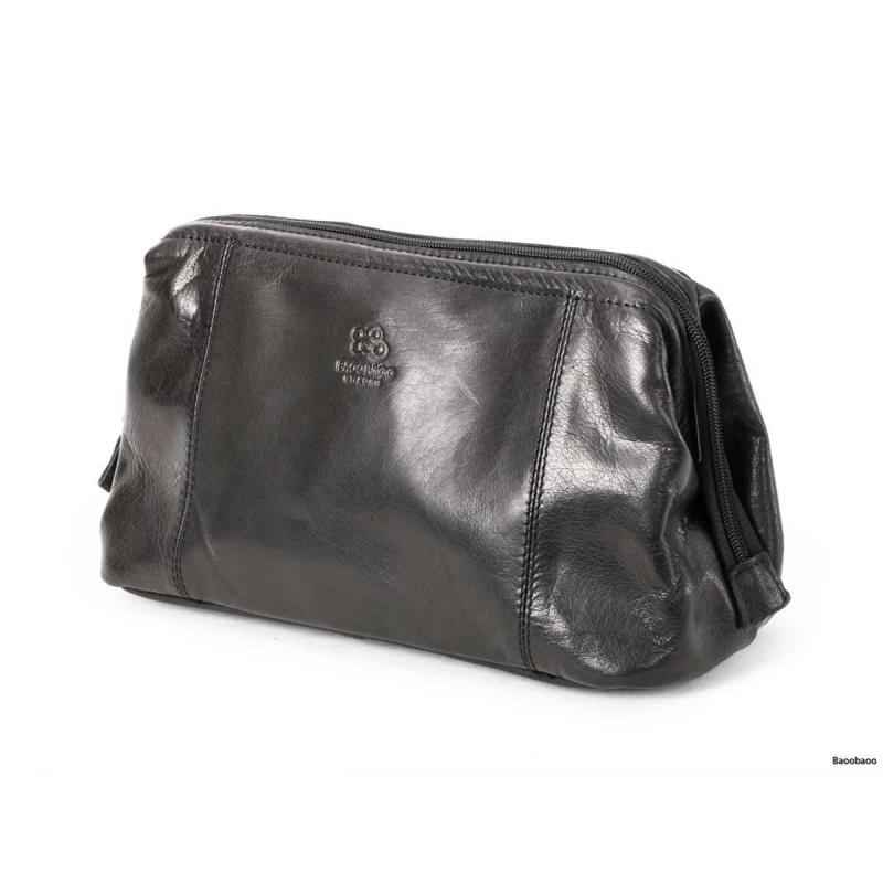 Leather Toiletry bag Black
