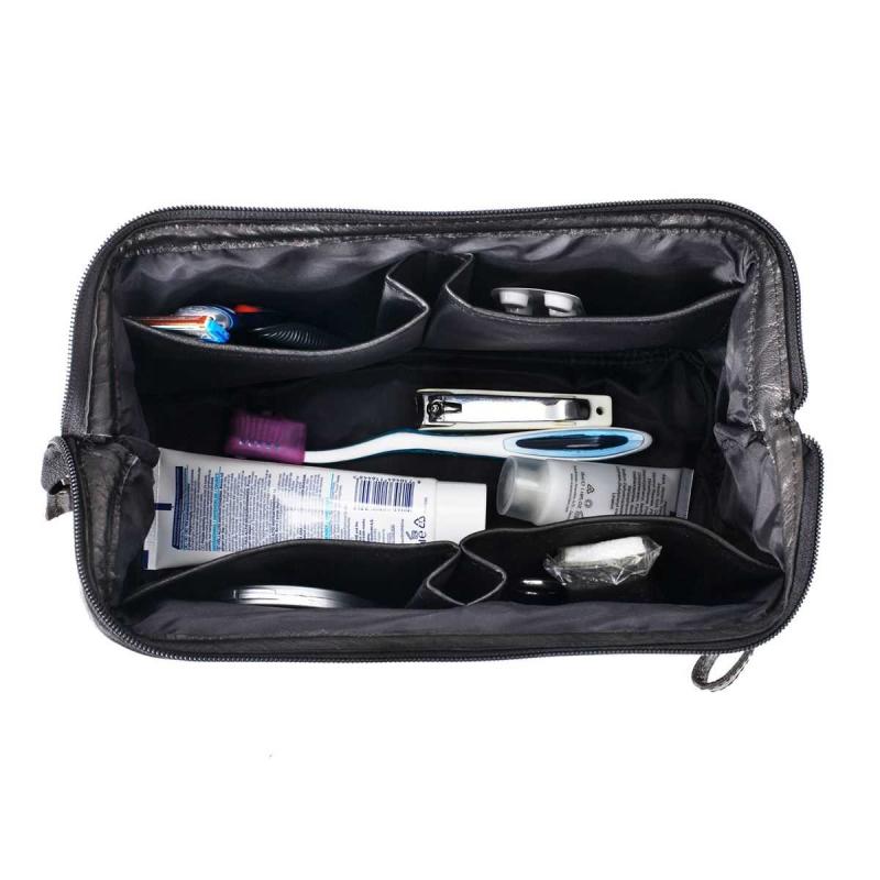 Leather Toiletry bag Black