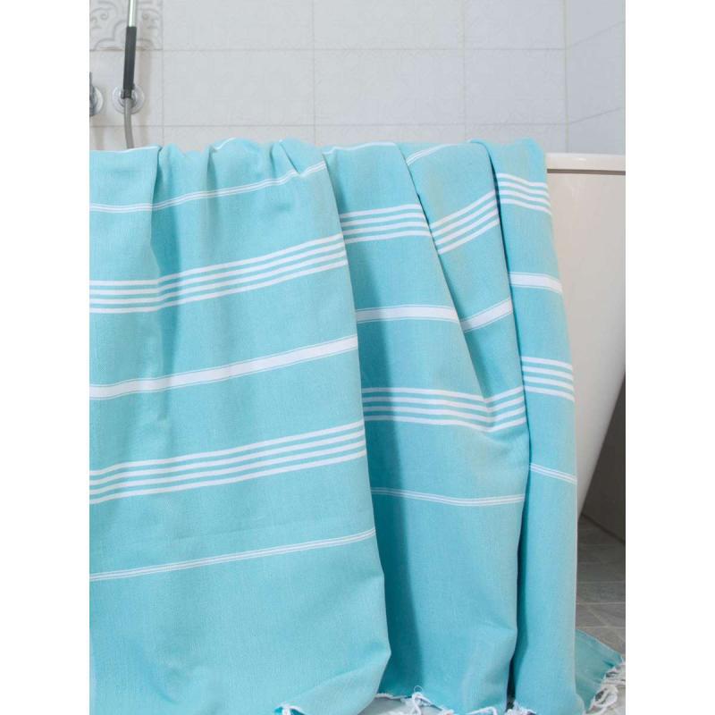 Extra stor hamam handduk XXL badlakan (aqua/white)