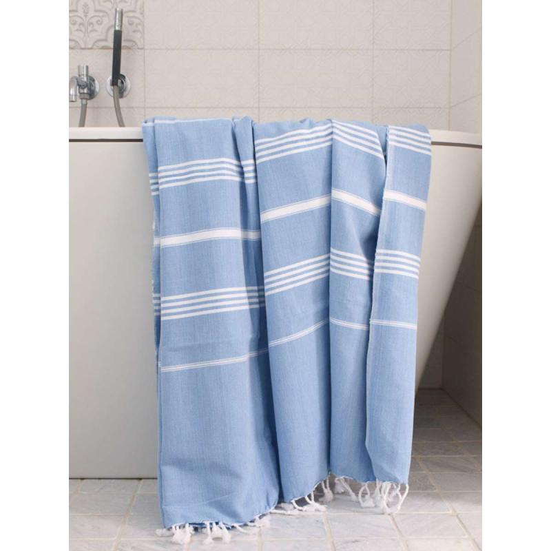 Extra stor hamam handduk XXL badlakan (blue/white)