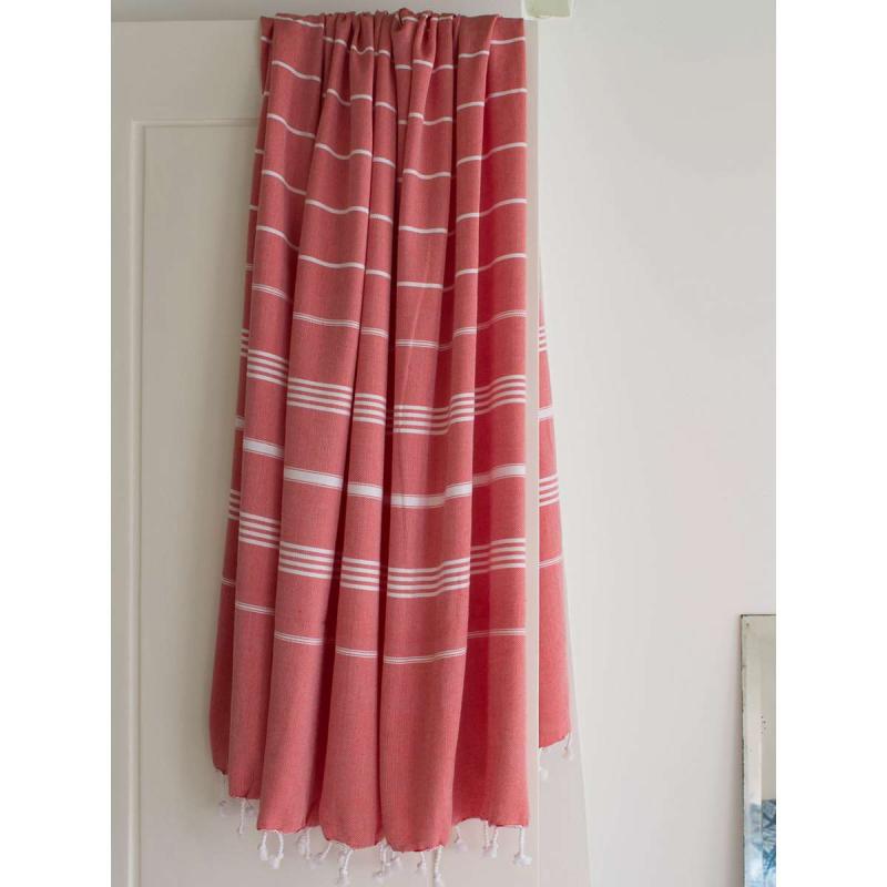 Extra stor hamam handduk XXL badlakan (brick red/white)