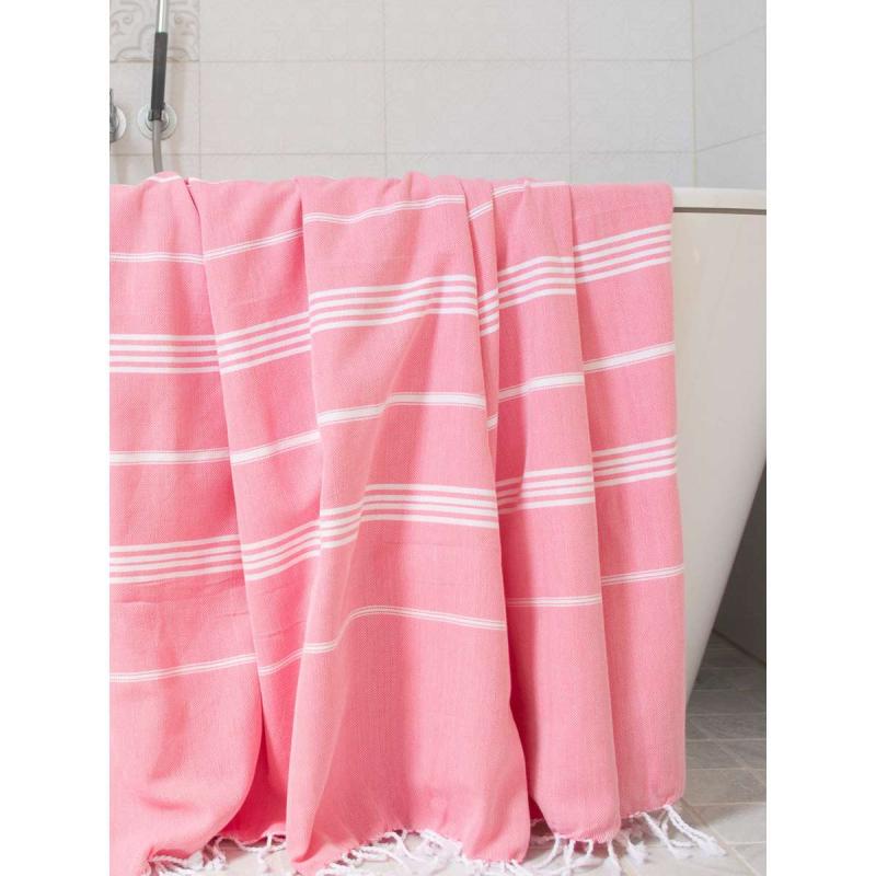 Extra stor hamam handduk XXL badlakan (candy pink/white)
