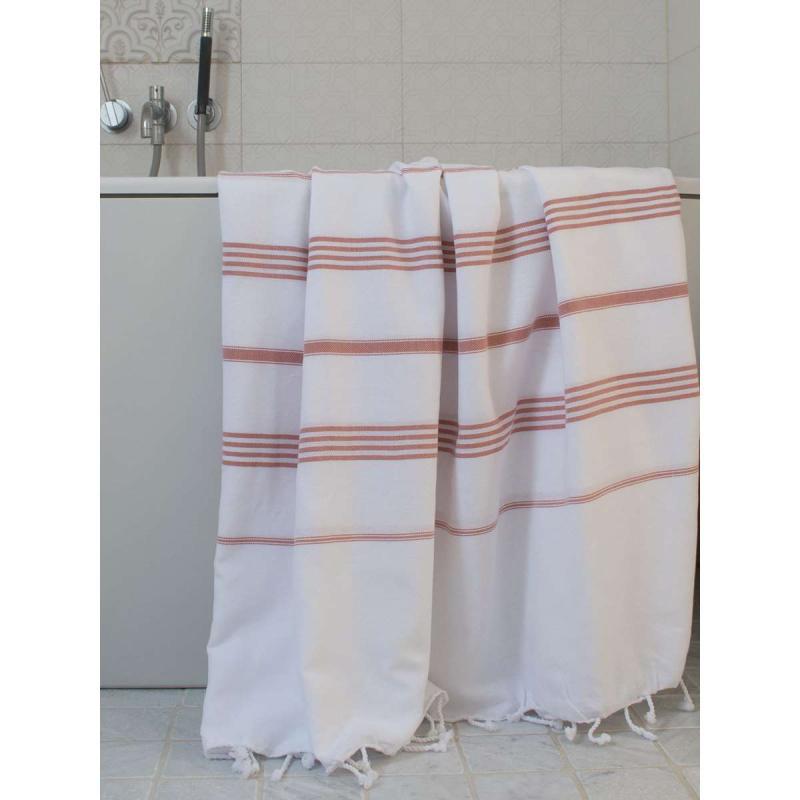Extra stor hamam handduk XXL badlakan (white/copper)