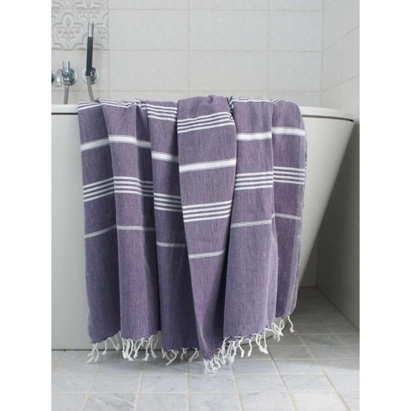 Extra stor hamam handduk XXL badlakan (dark purple/white)