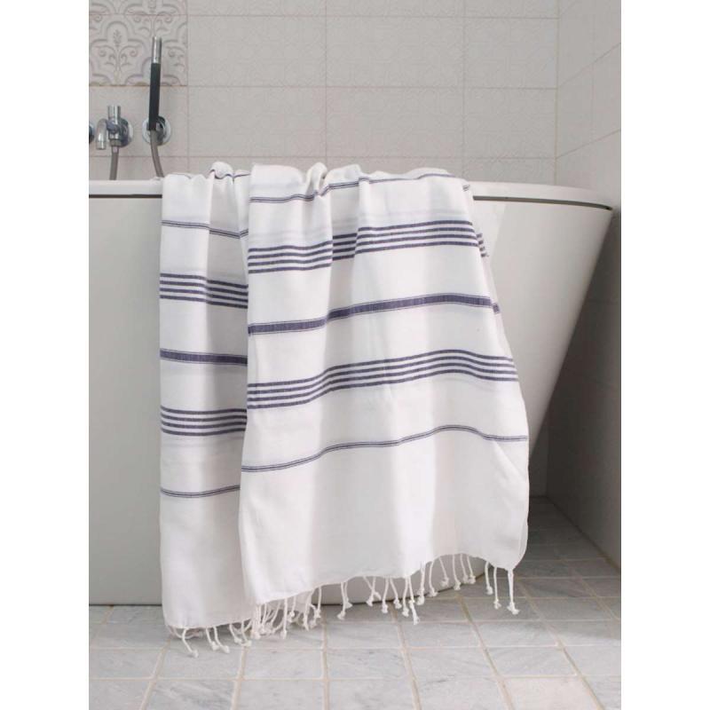 Extra stor hamam handduk XXL badlakan (white/dark purple)