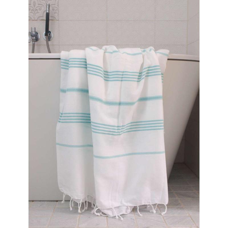 Extra stor hamam handduk XXL badlakan (white/dark sea green)