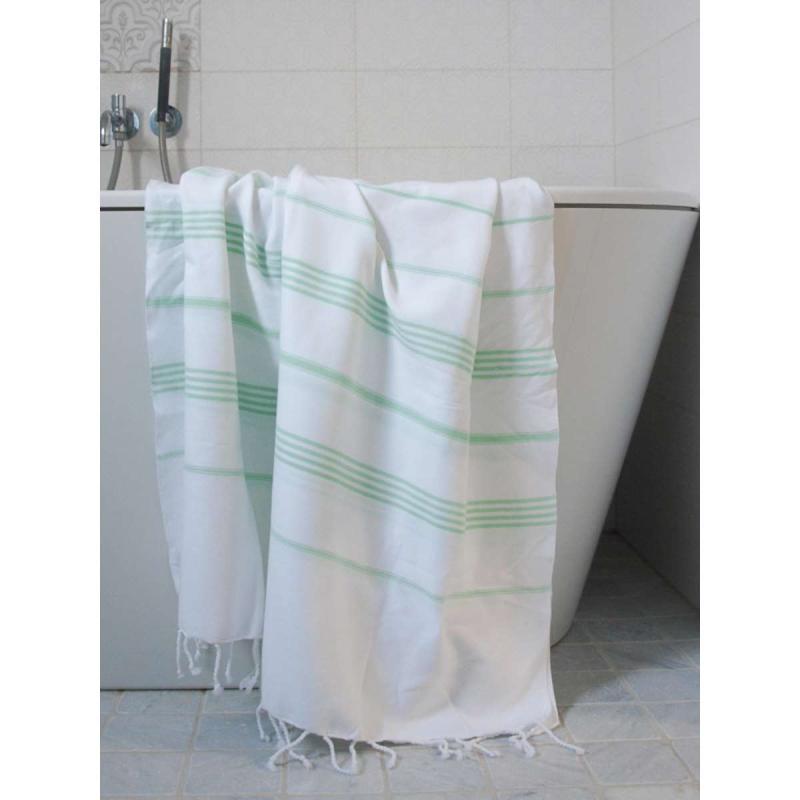 Extra stor hamam handduk XXL badlakan (white/fresh green)