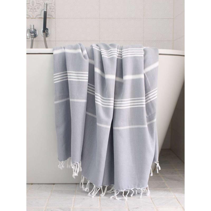 Extra stor hamam handduk XXL badlakan (grey/white)