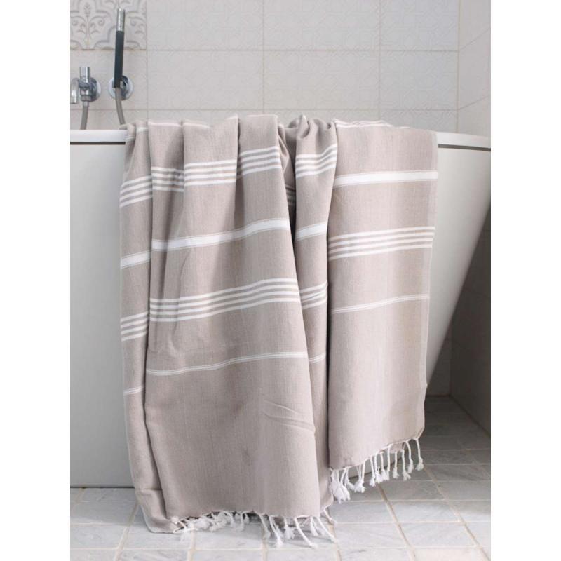 Extra stor hamam handduk XXL badlakan (grey-beige/white)