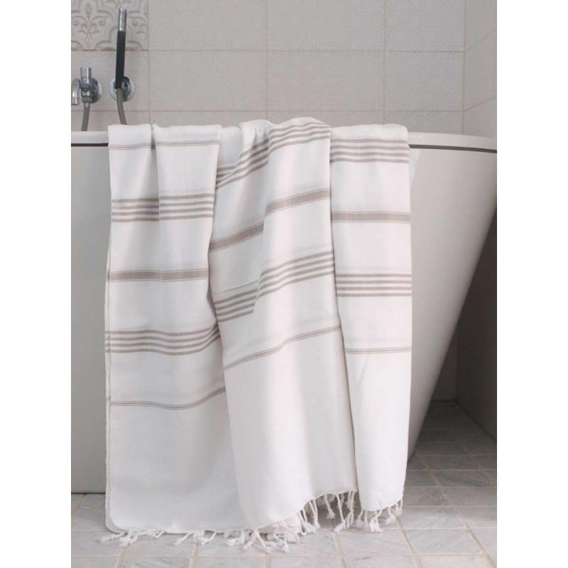 Extra stor hamam handduk XXL badlakan (white/grey-beige)