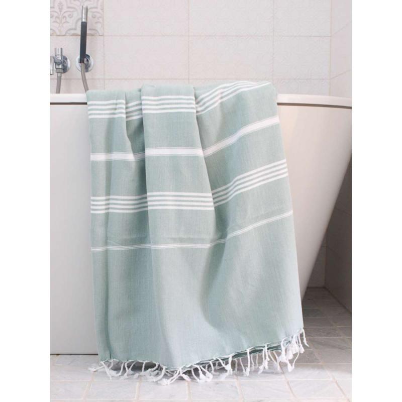Extra stor hamam handduk XXL badlakan (grey-green/white)