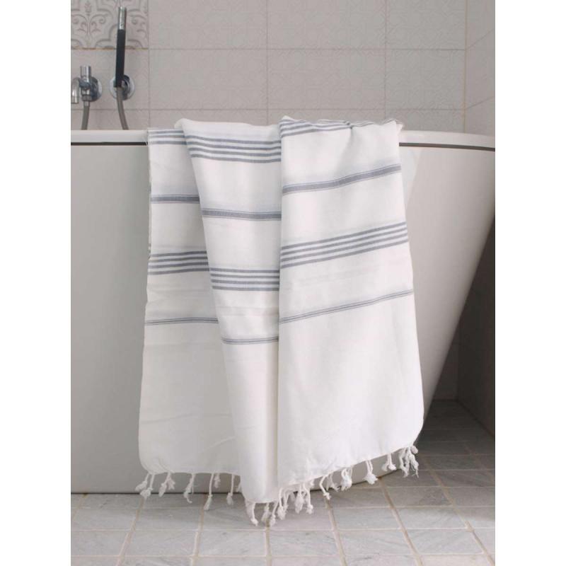 Extra stor hamam handduk XXL badlakan (white/grey)
