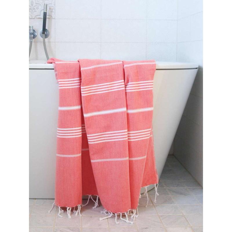 Extra stor hamam handduk XXL badlakan (coral red/white)
