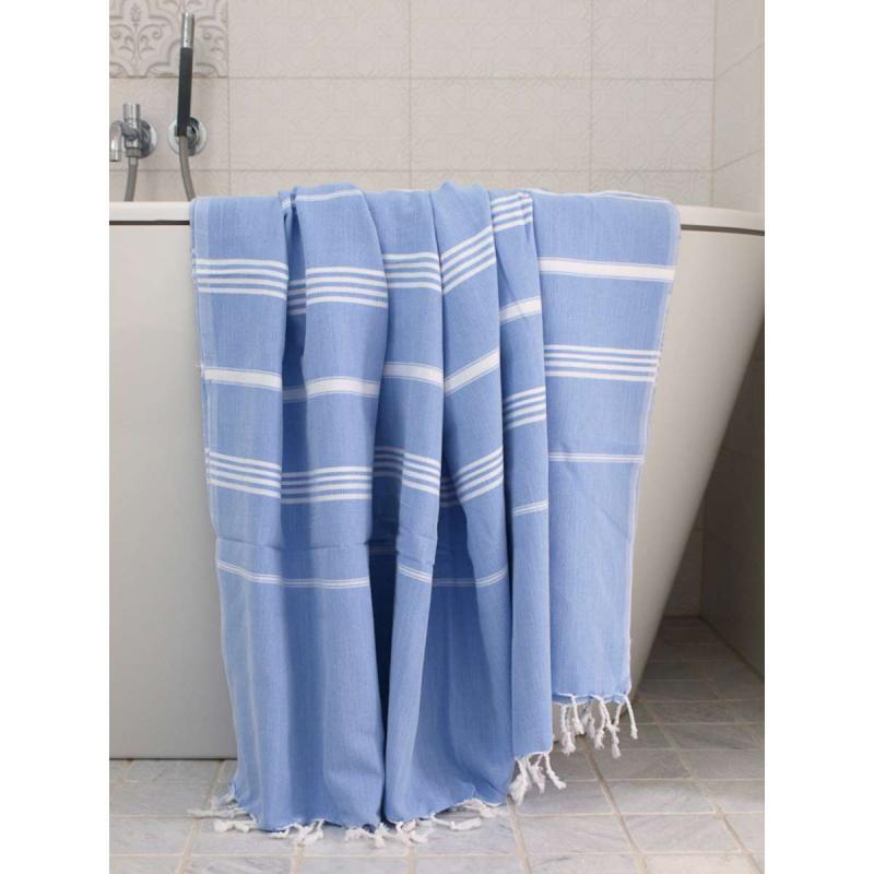 Extra stor hamam handduk XXL badlakan (lavender blue/white)