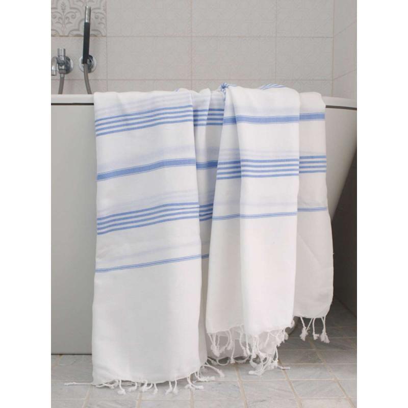 Extra stor hamam handduk XXL badlakan (white/lavender blue)