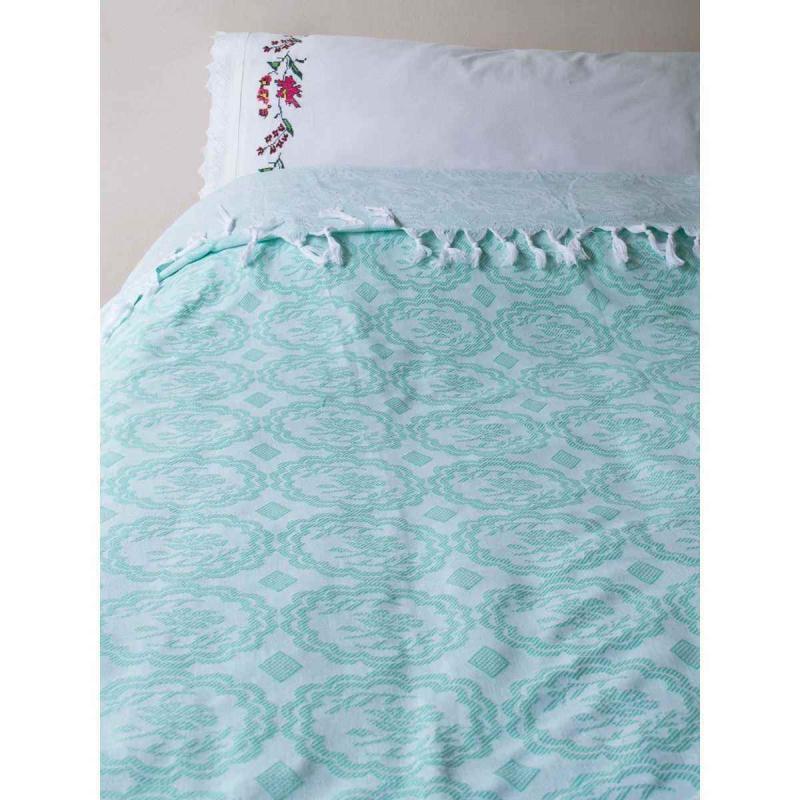 Extra stor picknickfilt strandfilt Flowers (Dark sea green)