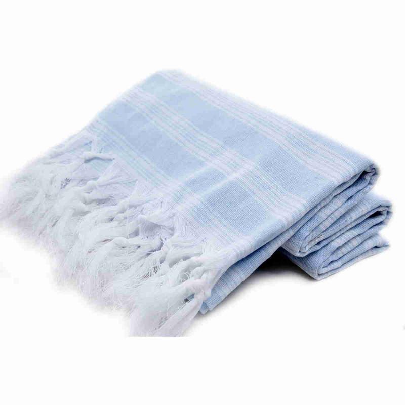 Extra light cotton hammam towel powder blue 185x100 cm 250g