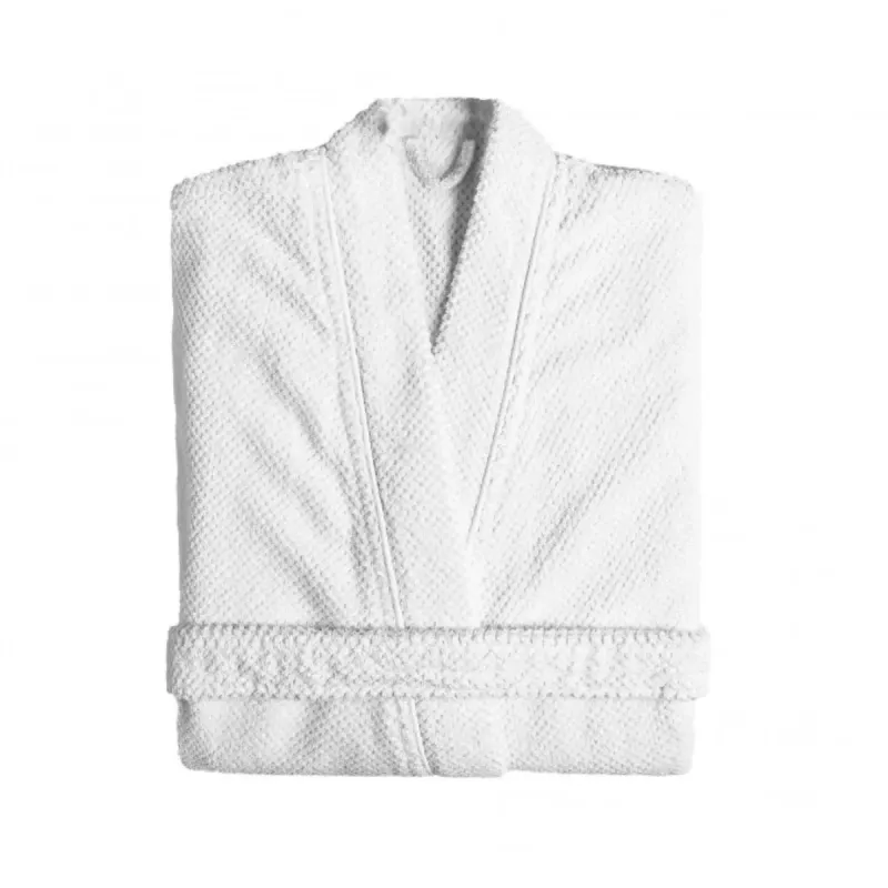 Graccioza BEE WAFFLE Lyxig Kimono Morgonrock 550 GSM – Våffelvävd Bomull Vit
