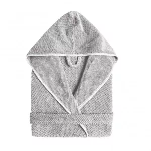 Graccioza BEE WAFFLE Luxury Hooded Bathrobe 550 GSM – Waffle Cotton Silver
