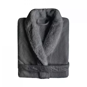 Graccioza EGOIST Luxury Shawl Collar Bathrobe 600 GSM – Velour Cotton Antibacterial Storm