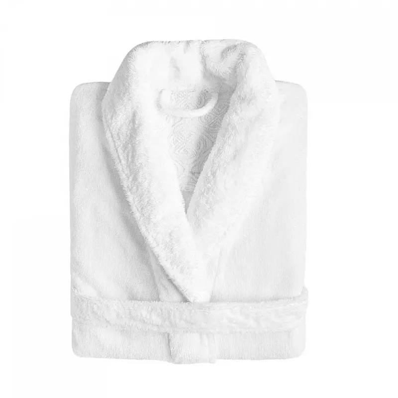 Graccioza EGOIST Lyxig Morgonrock med Sjalkrage 600 GSM – Velour Bomull Antibakteriell Vit