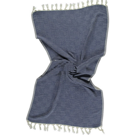 Turkish Towel / Throw Scotch Navy Blue - Beige 95x180 cm 100% Cotton 480g