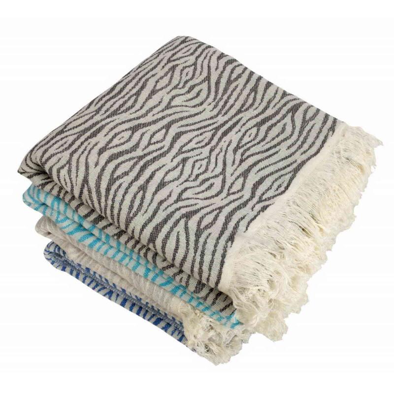 Hand-loomed Hammam Towel Zebra Charcoal Turkish Bath Towel