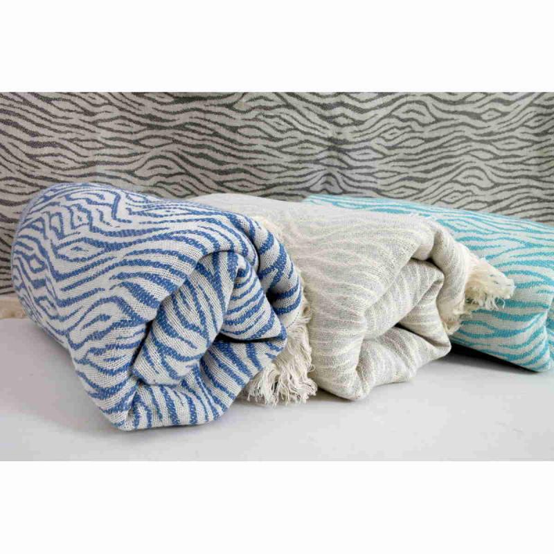 Hand-loomed Hammam Towel Zebra Royal Blue Turkish Bath Towel