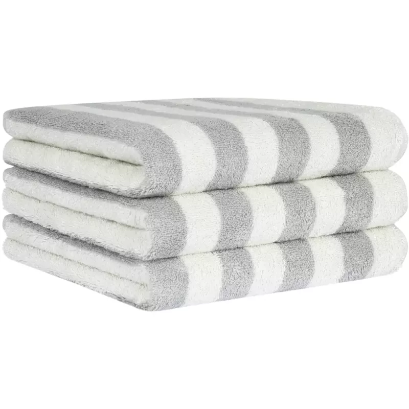 Handduk med breda ränder grau-natur 6277-76