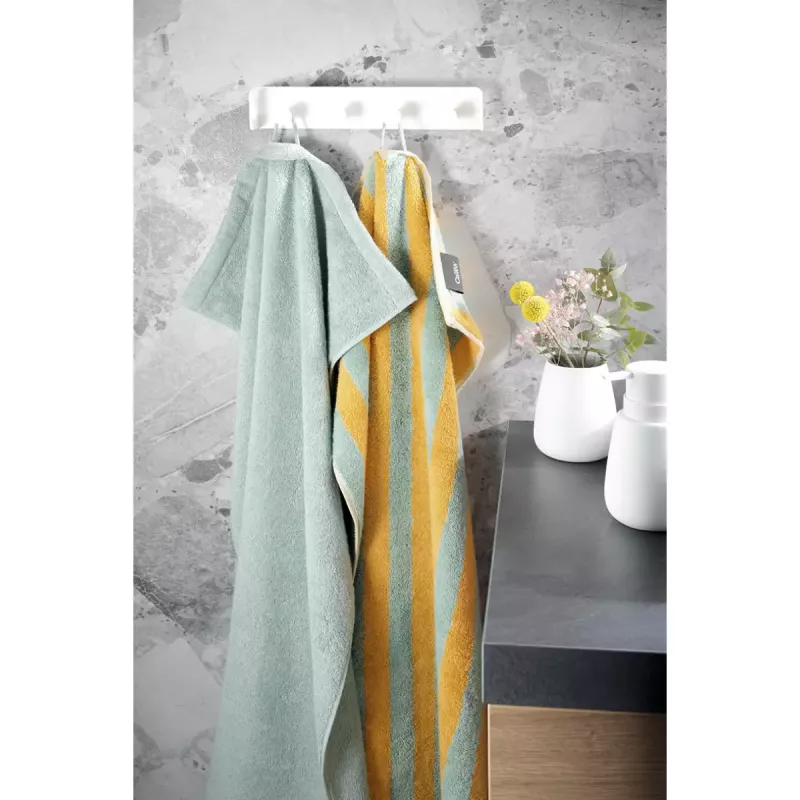 Handduk med breda ränder mint-gelb 6277-45