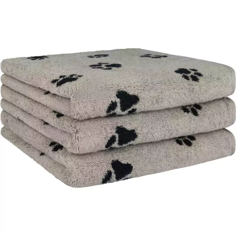 Handduk We Love Dogs Paws svart-beige 6247-93
