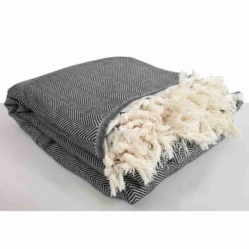 Handvävd Herringbone King size pläd, överkast av 100% bomull