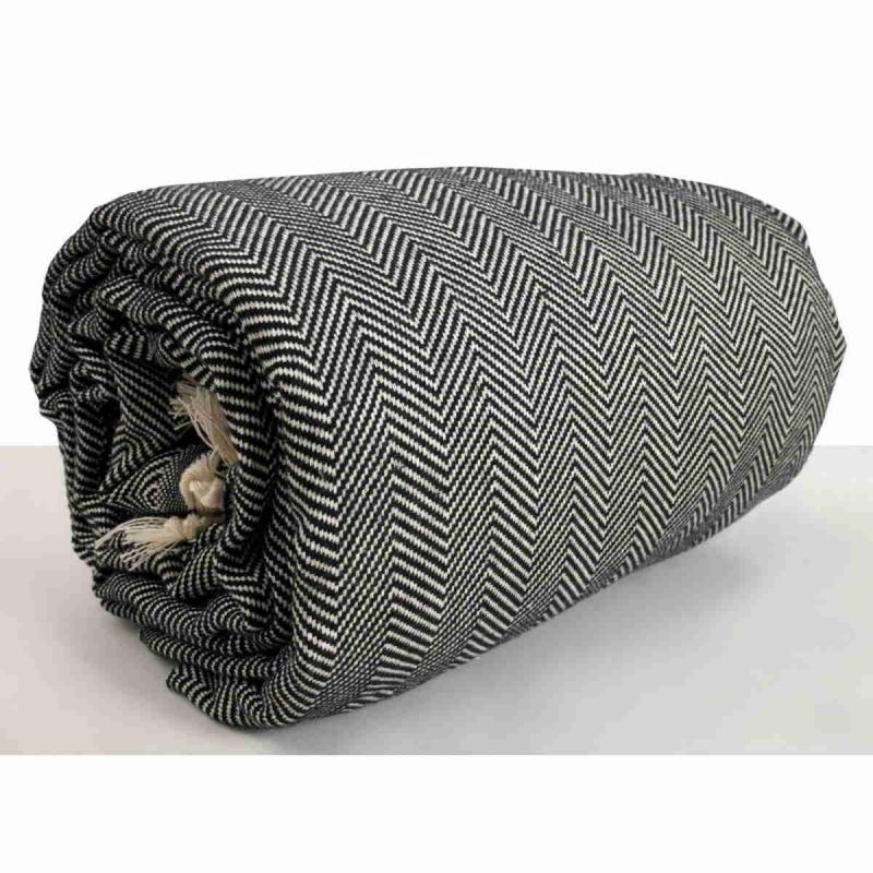 Handvävd Herringbone King size pläd, överkast av 100% bomull