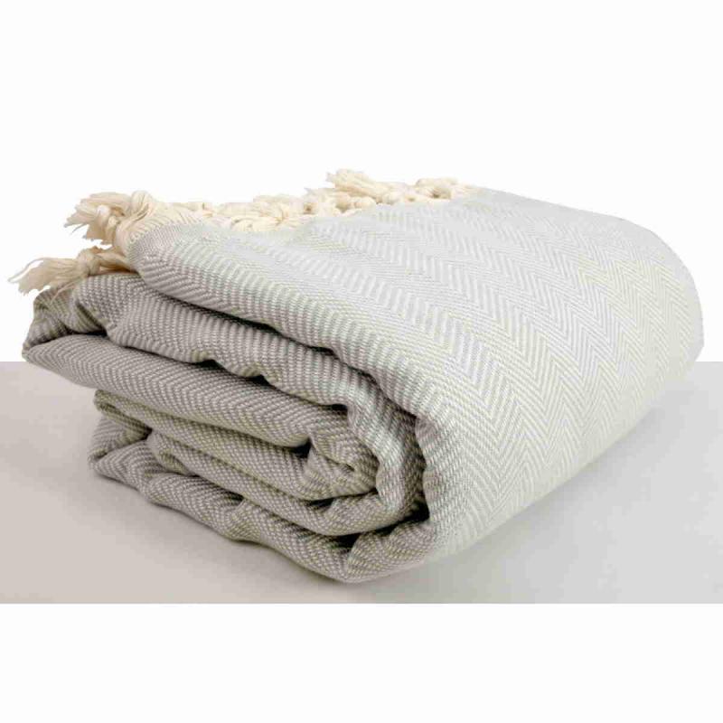 Hand loomed Herringbone blanket size cotton peshtemal, throw