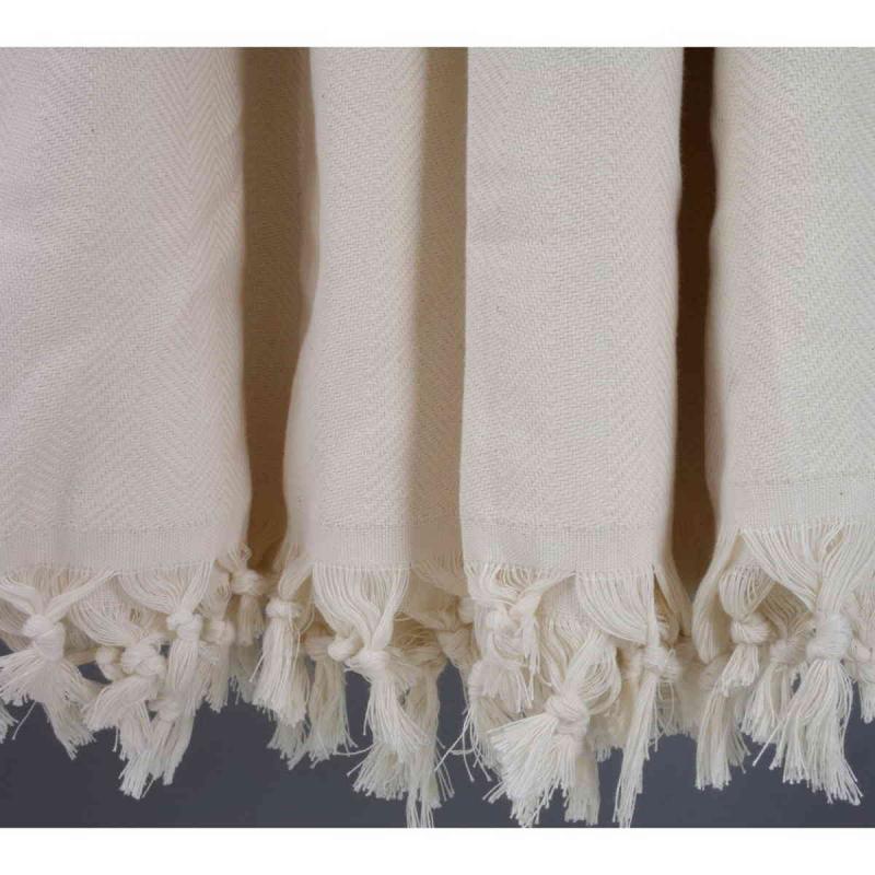 240x220 cm tunn handvävd pläd / överkast av 100% bomull 1200g off white