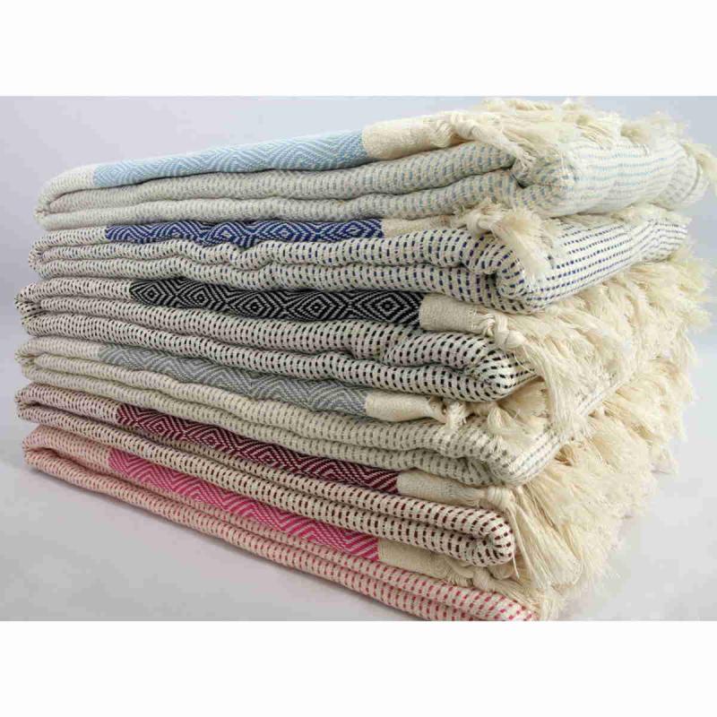 Hand made XXL Turkish peshtemal blanket of 100% cotton 1450g